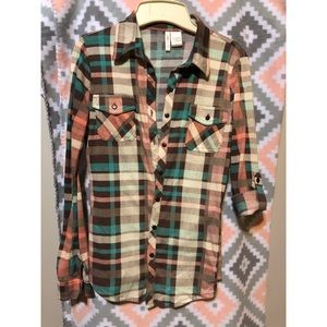Plaid button down shirt